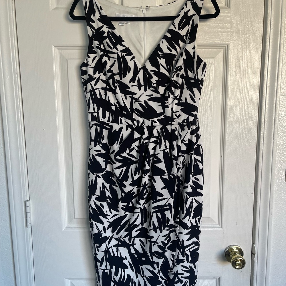 Women's London Times Dress Sz 8 Black & White Abstract Pattern